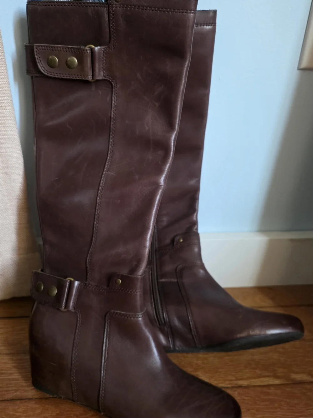 Franco Sarto Tall Burgundy Leather Over-the-Knee Boots